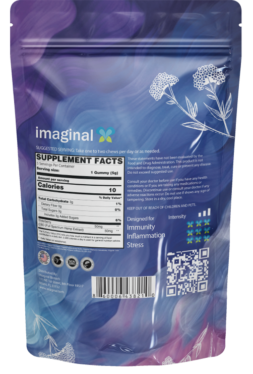 Elderberry Stress Gummies - CBD+THC Gummies - Imaginal Biotech